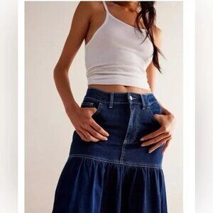 Free People We The Free Jordan Denim Maxi Skirt 6
